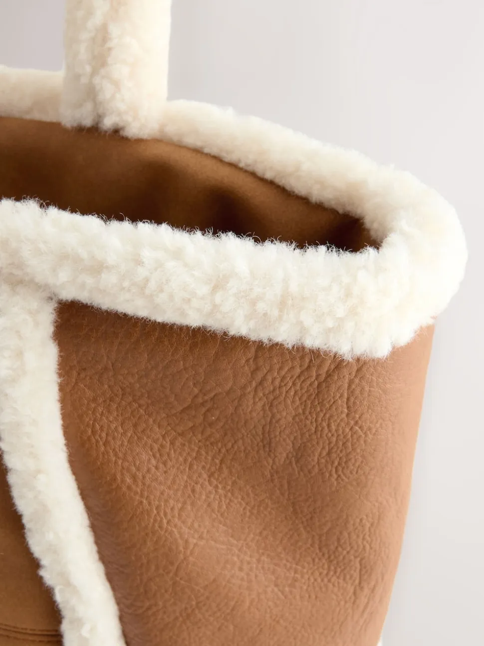 Marron fauve - Sac fourre-tout en PU en peau de mouton