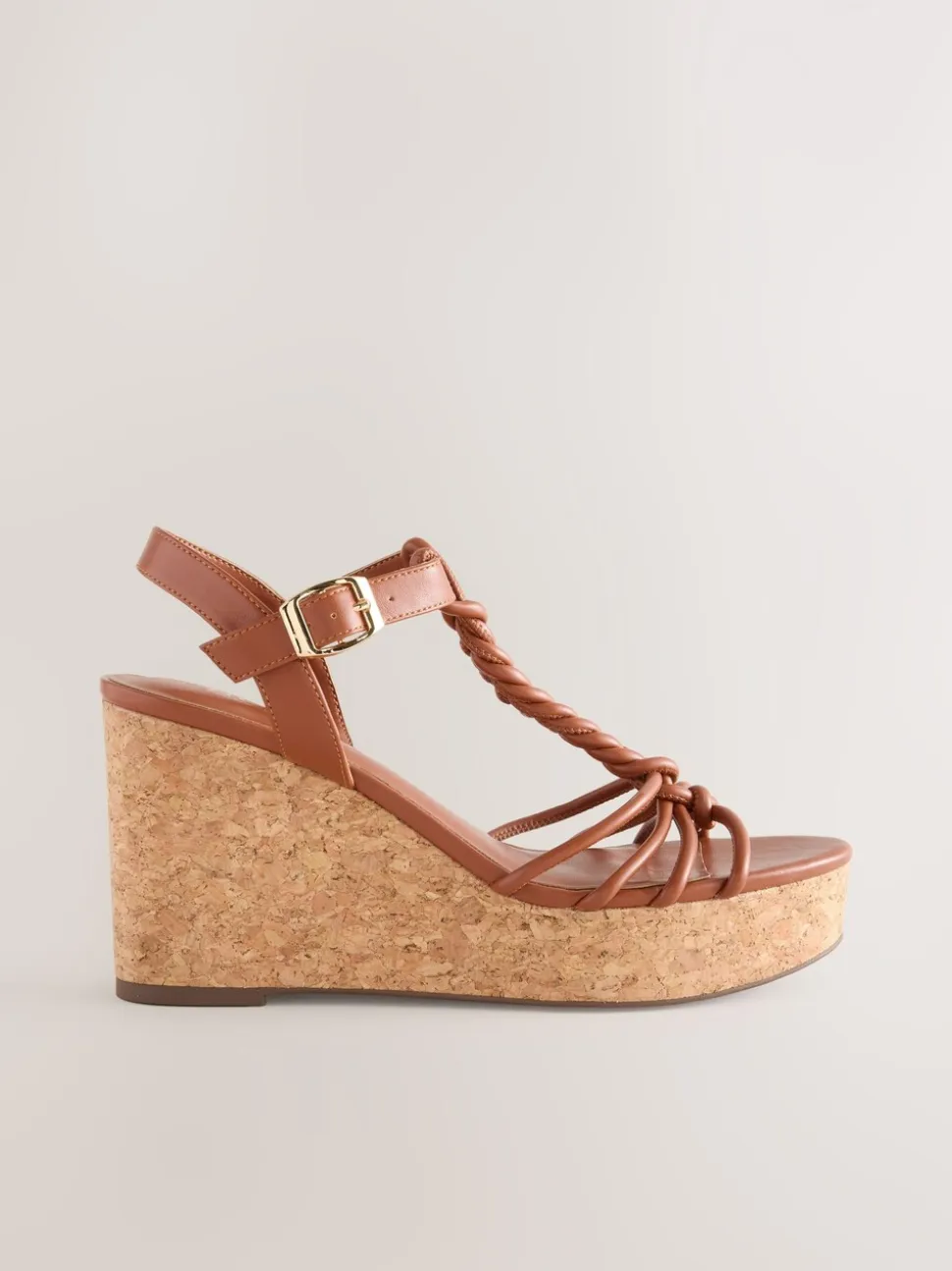 Marron fauve - Talons compensés à lanières tressées Forever Comfort®