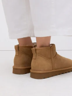 Marron fauve en daim - Bottes en fausse fourrure déperlantes