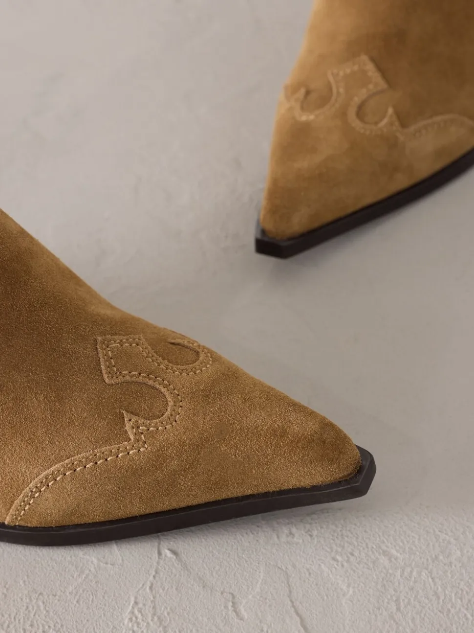 Marron fauve en daim - Bottes western Signature en cuir haut de gamme à talon carré