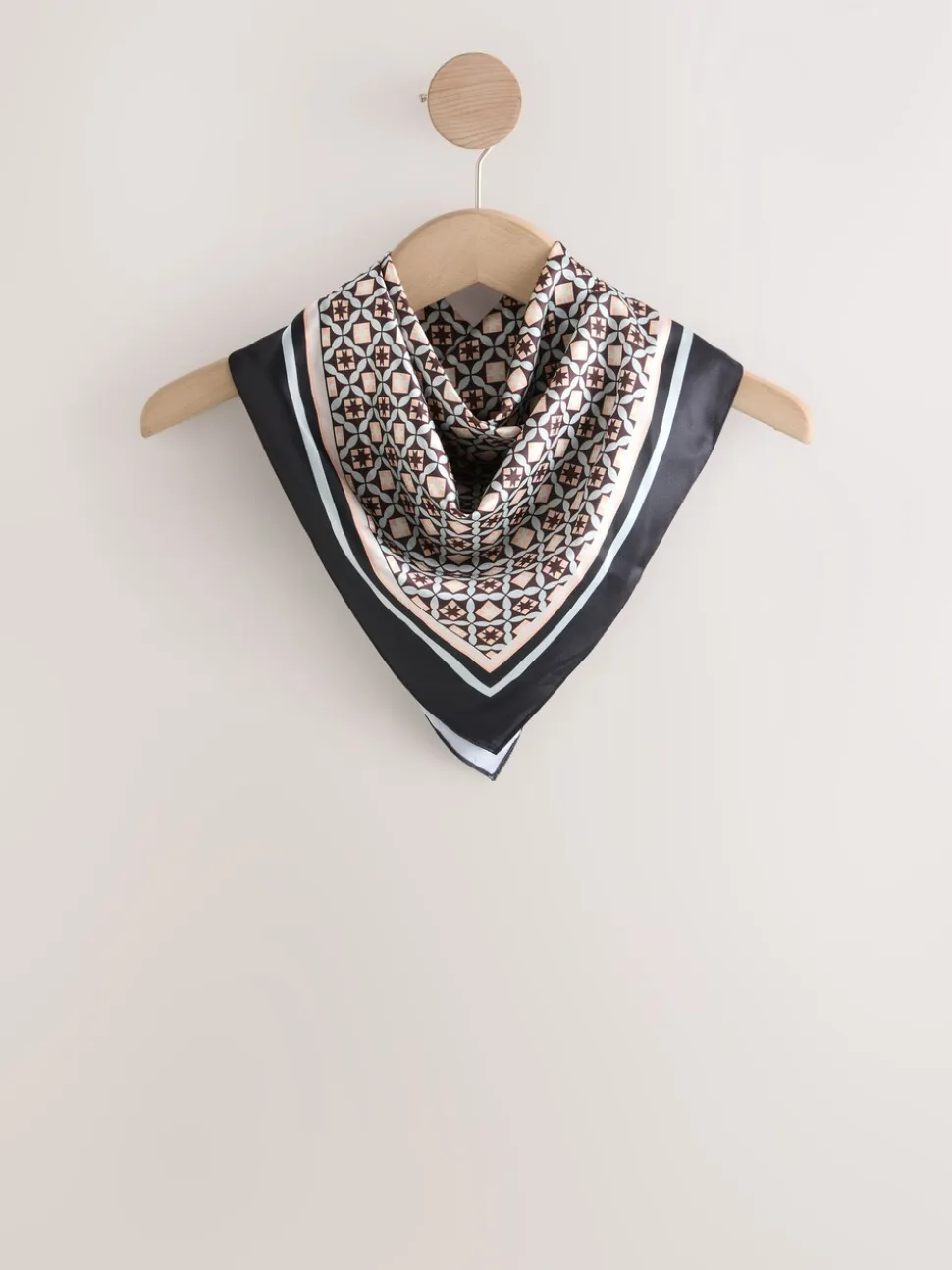 Marron imprimé géométrique - Écharpe carrée Satin