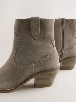 Marron mink - Bottines cowboy à talons carrés