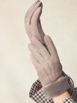 Marron mink - Gants N. Premium en cuir et peau de mouton