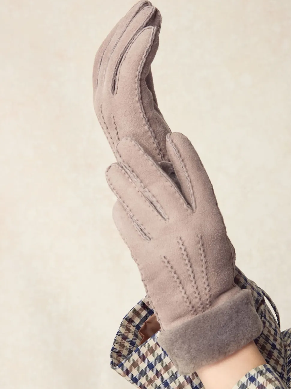 Marron mink - Gants N. Premium en cuir et peau de mouton