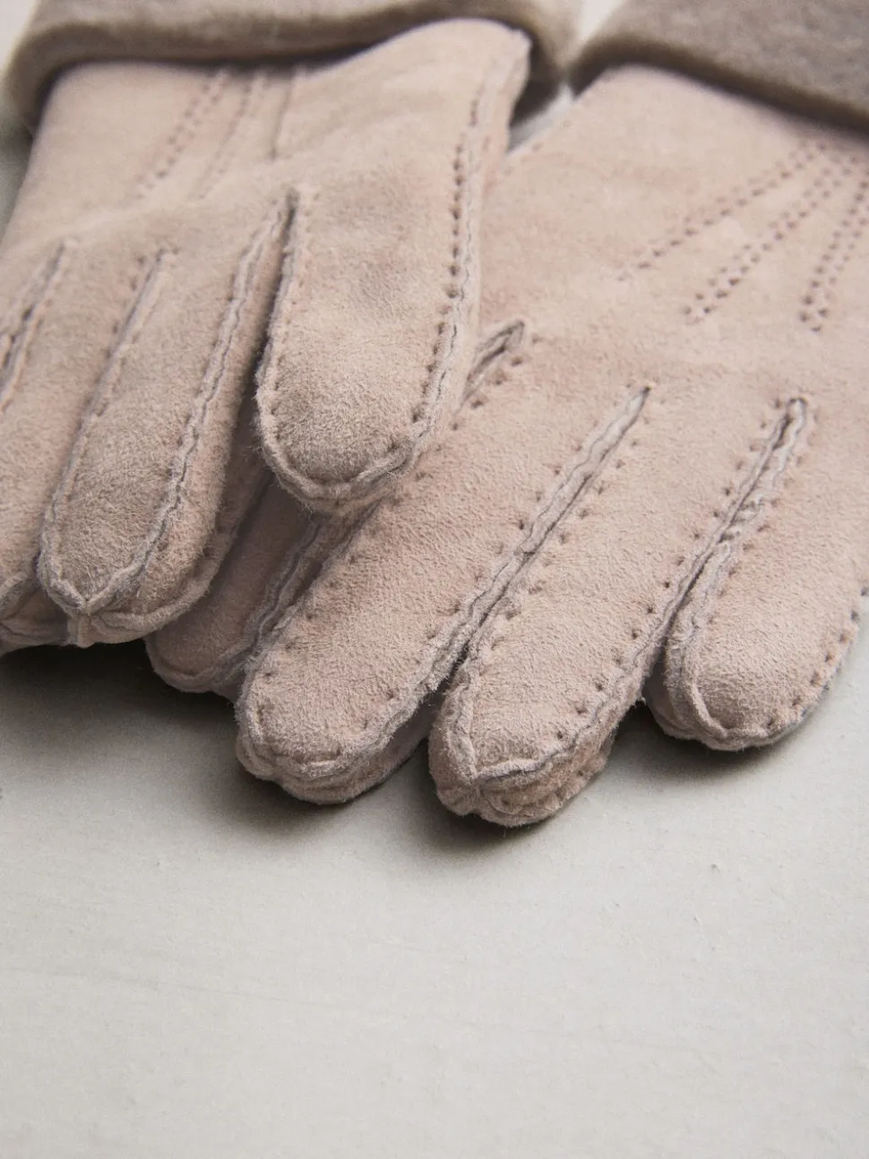 Marron mink - Gants N. Premium en cuir et peau de mouton