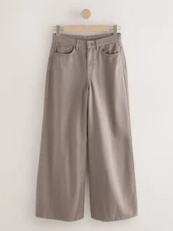 Marron mink - Jean large Palazzo taille haute