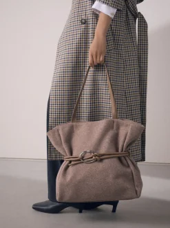 Marron mink - Sac bandoulière ceinturé en feutre