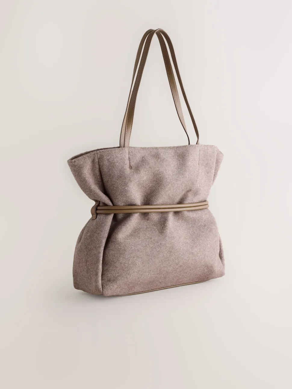 Marron mink - Sac bandoulière ceinturé en feutre