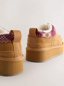 Marron noisette - Chaussures à plateforme confortables doublées de fourrure Forever Comfort® en cuir