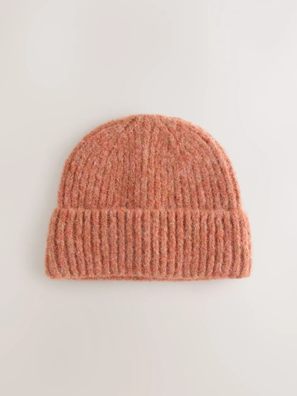 Marron rouille - Bonnet côtelé contenant de la laine