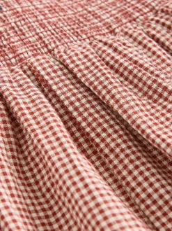 Marron rouille - Jupe longue vichy taille basse