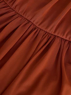 Marron rouille - Robe longue de demoiselle d’honneur multicolore en maille pour invitée de mariage