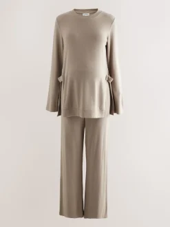 Marron taupe - Ensemble Sweat-shirt et Survêtement coordonné pour l’allaitement et la Grossesse
