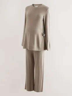 Marron taupe - Ensemble Sweat-shirt et Survêtement coordonné pour l’allaitement et la Grossesse