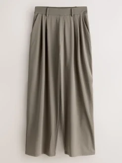 Marron taupe - N. Premium Pantalons Habillés Jambe large en jersey