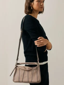 Marron taupe - Sac à bandoulière à empiècement