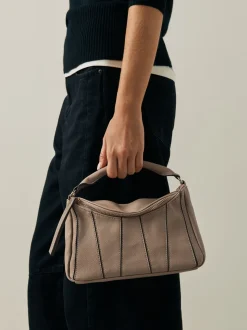 Marron taupe - Sac à bandoulière à empiècement