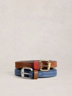Marron/bleu - Lot de 2 ceintures White Stuff