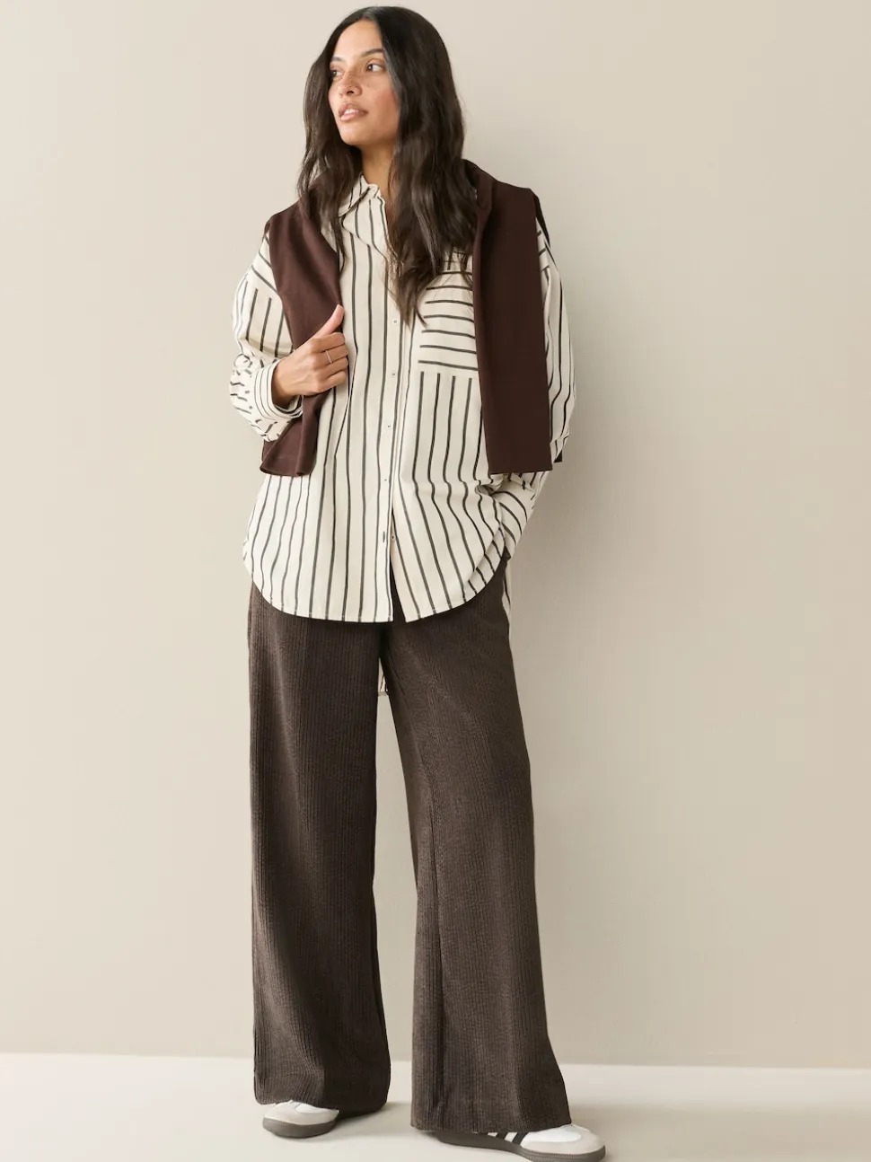 Marron/kaki - Lot de 2 Pantalons Jambe large en Velours côtelé doux