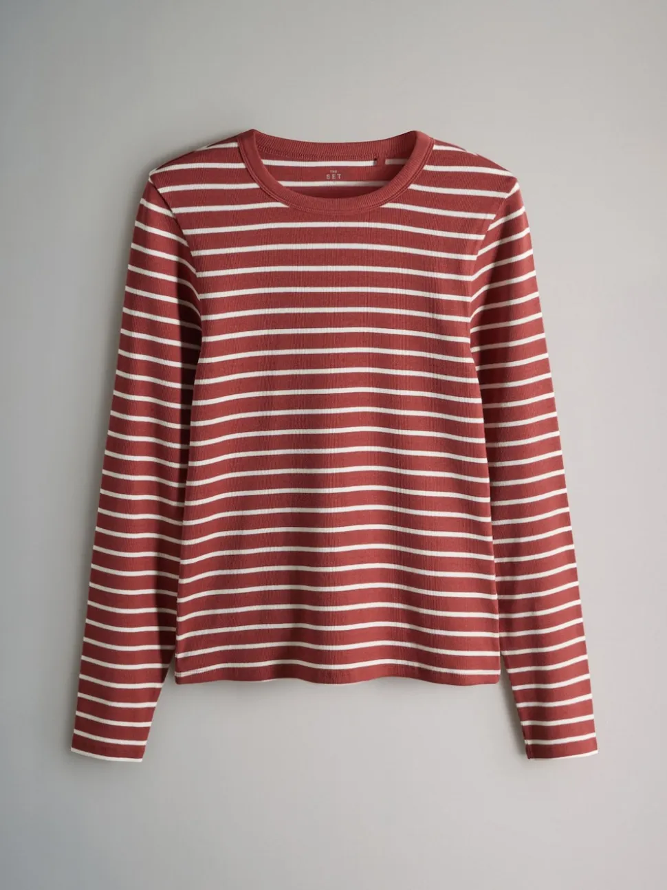 Marron/Rose/Blanc/Rayure - The Set 5 Lot Manches longues côtelées T-shirt