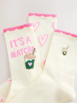 Matcha rose - Lot de 3 paires de chaussettes de sport à semelle Coussin
