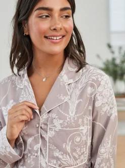 Mauve rose - Pyjama Laura Ashley Josette boutonné