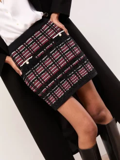 Mini-jupe courte Lipsy en maille à carreaux en boucle