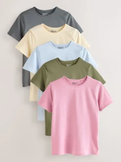 Minéraux - Lot de 5 T-shirts riches en coton à Col rond
