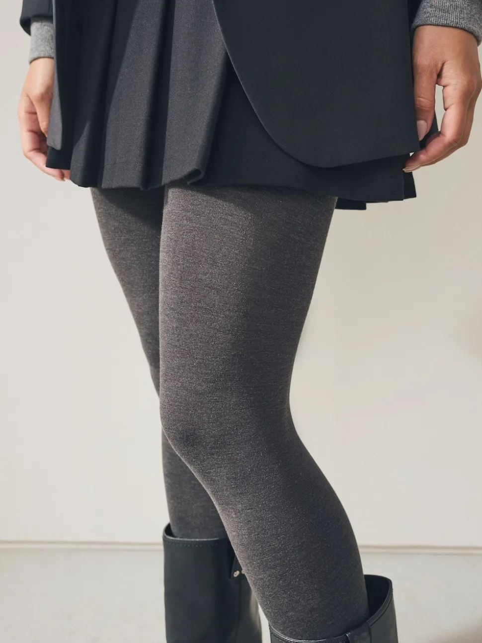 Modèle uni gris - Collant thermique 100D