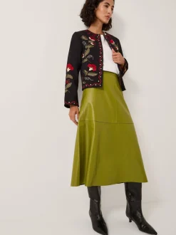 Monsoon Jupes Mi-long en faux cuir Pippa