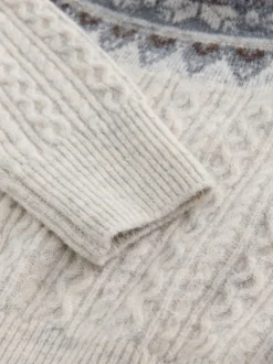 Motif Fair Isle Écru - Pull de Noël assorti pour la famille