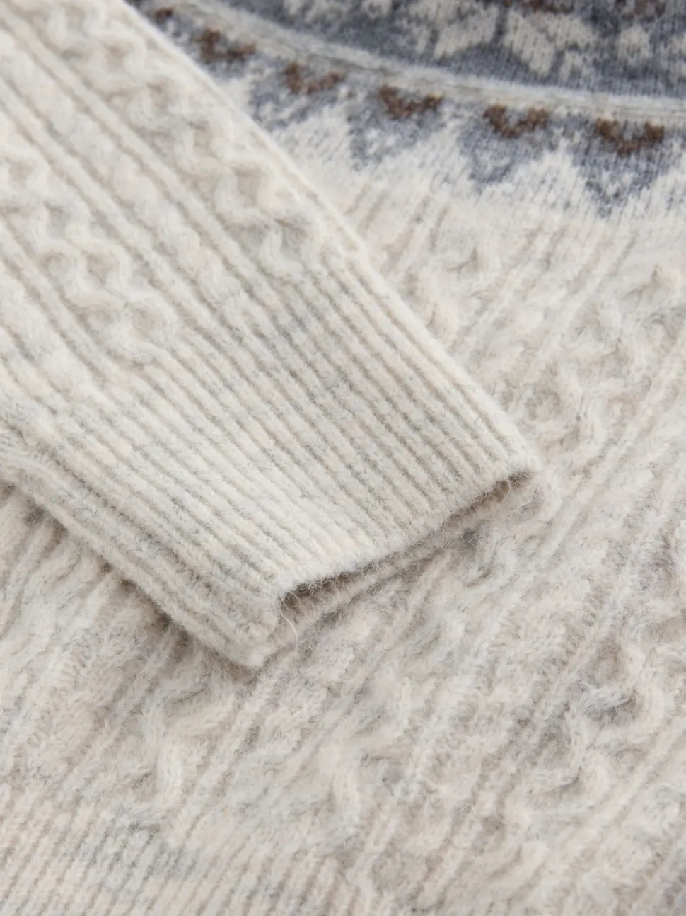 Motif Fair Isle Écru - Pull de Noël assorti pour la famille