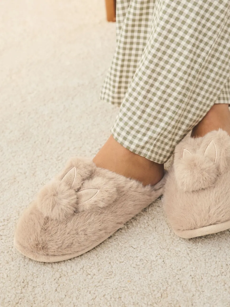 Motif lapin neutre - Chaussons Mule
