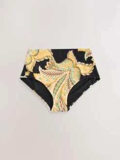 Motif paisley noir/vert - Bas de bikini Imprimé