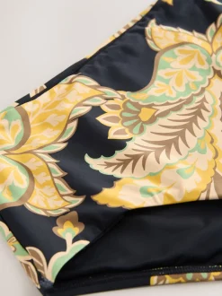 Motif paisley noir/vert - Bas de bikini Imprimé