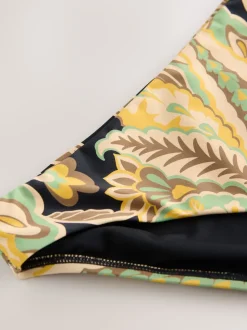 Motif paisley noir/vert - Bas de bikini Imprimé