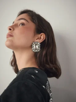 Métal de canon - Boucles d’oreilles scintillantes à clous de bijoux