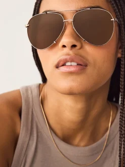 Métallisé - Lunettes de soleil style aviateur