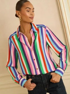 Multi Stripe (Multi Stripe) - Love & Roses chemise boutonnée à manches longues