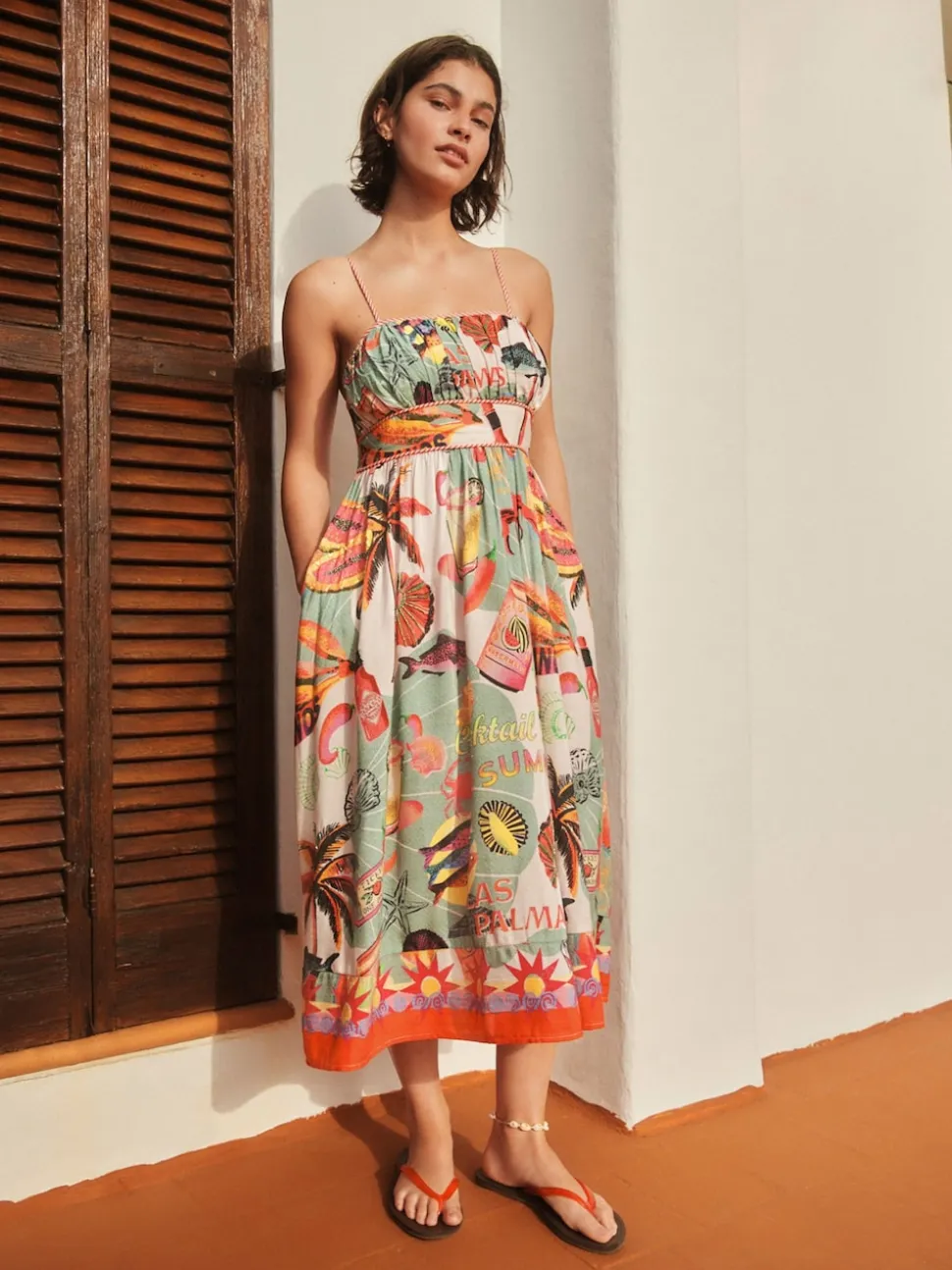 Multicolore - Robe Mi-long avec ornements