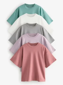 Multicolore - T-shirt 100% coton à manches courtes 5 Lot