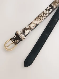 neutre - Ceinture en cuir skinny effet serpent