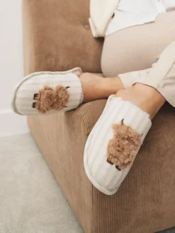 neutre - Chaussons mules en lin Hamish