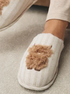 neutre - Chaussons mules en lin Hamish