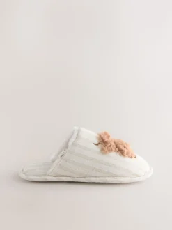 neutre - Chaussons mules en lin Hamish