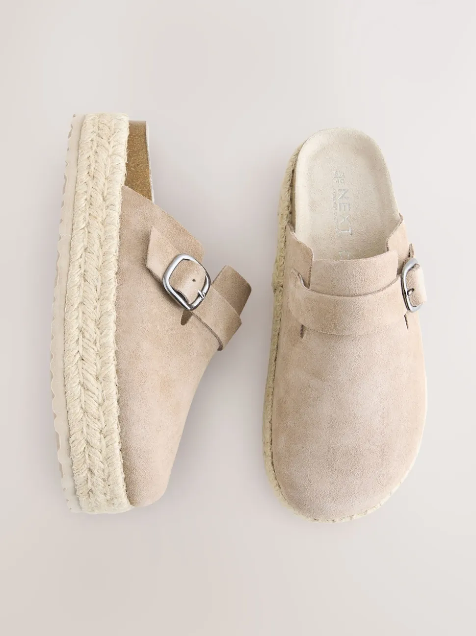 neutre - Espadrilles épaisses en daim à bout rond