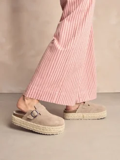 neutre - Espadrilles épaisses en daim à bout rond
