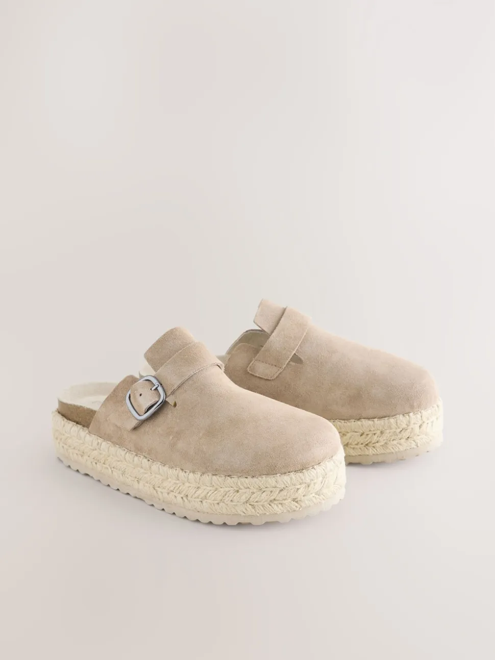 neutre - Espadrilles épaisses en daim à bout rond