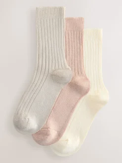 neutre - Lot de 3 paires de chaussettes côtelées à poignée chaude