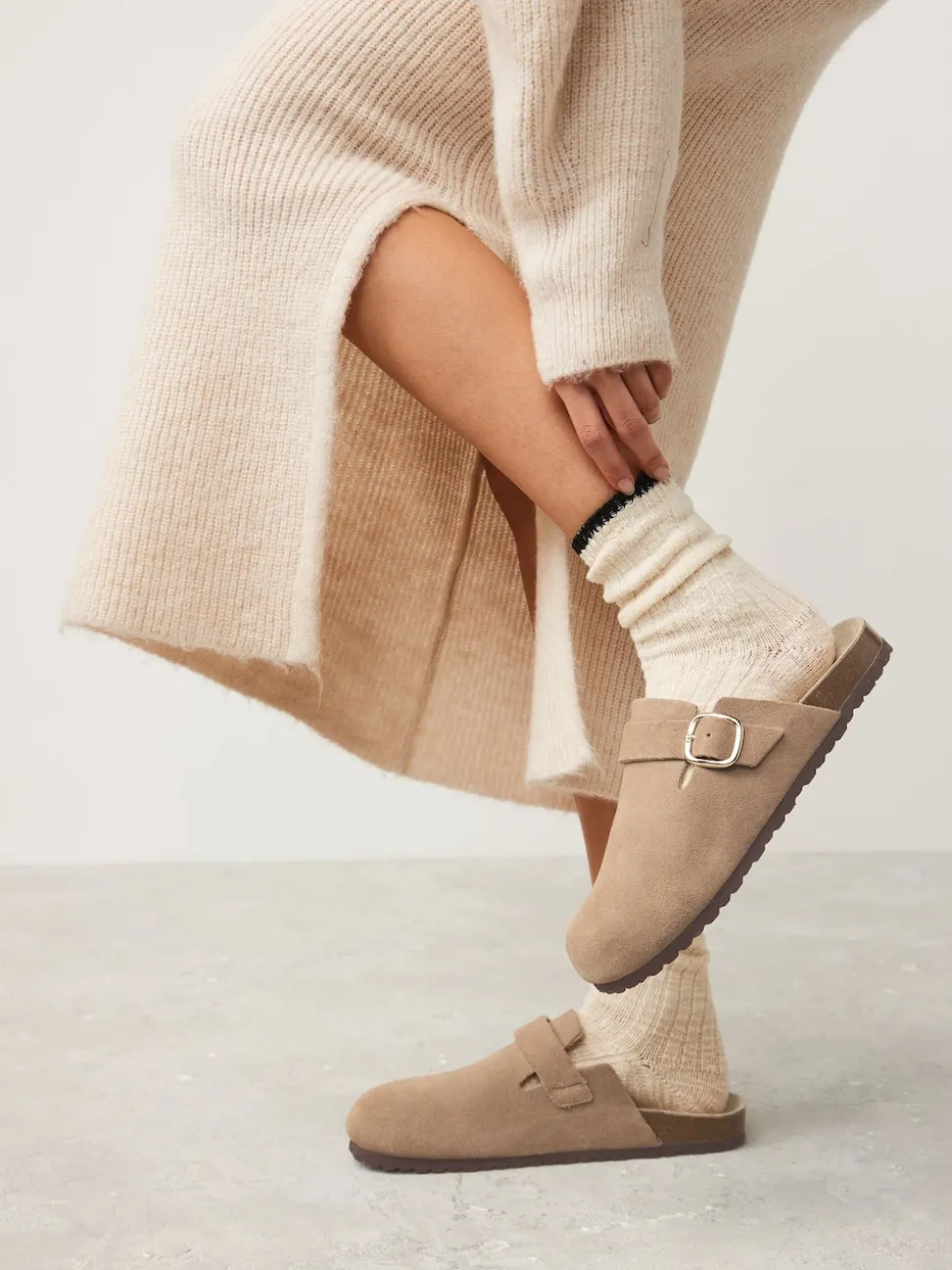 neutre - sabots en cuir avec semelle plantaire